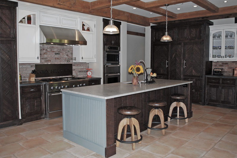 A Tewksbury Manor Home Kitchen Shines with Rustic Elegance